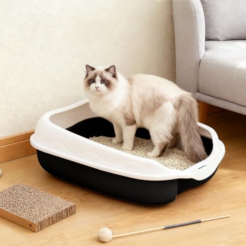 16.5-Inch Semi-Enclosed Cat Litter Box with Scoop