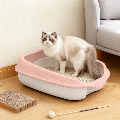 16.5-Inch Semi-Enclosed Cat Litter Box with Scoop