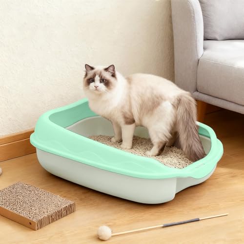 16.5-Inch Semi-Enclosed Cat Litter Box with Scoop