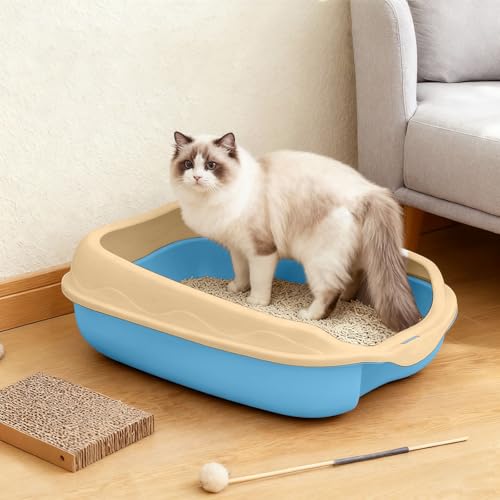 16.5-Inch Semi-Enclosed Cat Litter Box with Scoop
