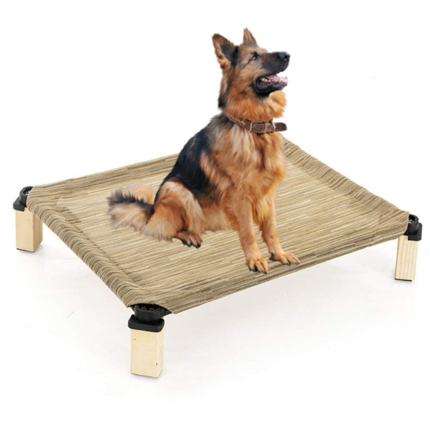 Portable Elevated Cooling Mesh Dog Cot Bed, Large Yellow
