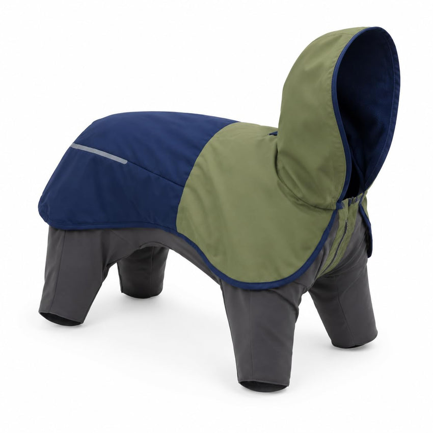 Sun Shower Dog Raincoat Coverall – Midnight Blue, XXS