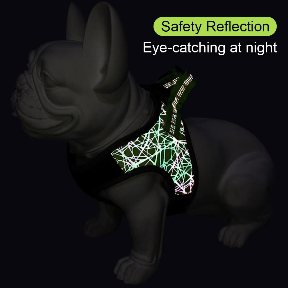 XJPWZER Reflective No-Pull Nylon Harness for Small Dogs