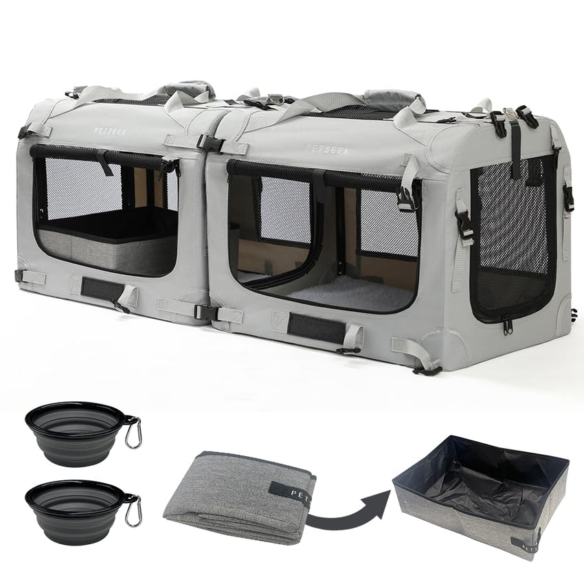 Petseek XL Foldable Soft-Sided Pet Carrier, 24 x 16.5 x 16 in