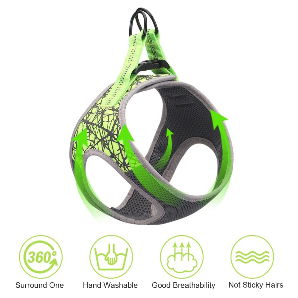 XJPWZER Reflective No-Pull Nylon Harness for Small Dogs