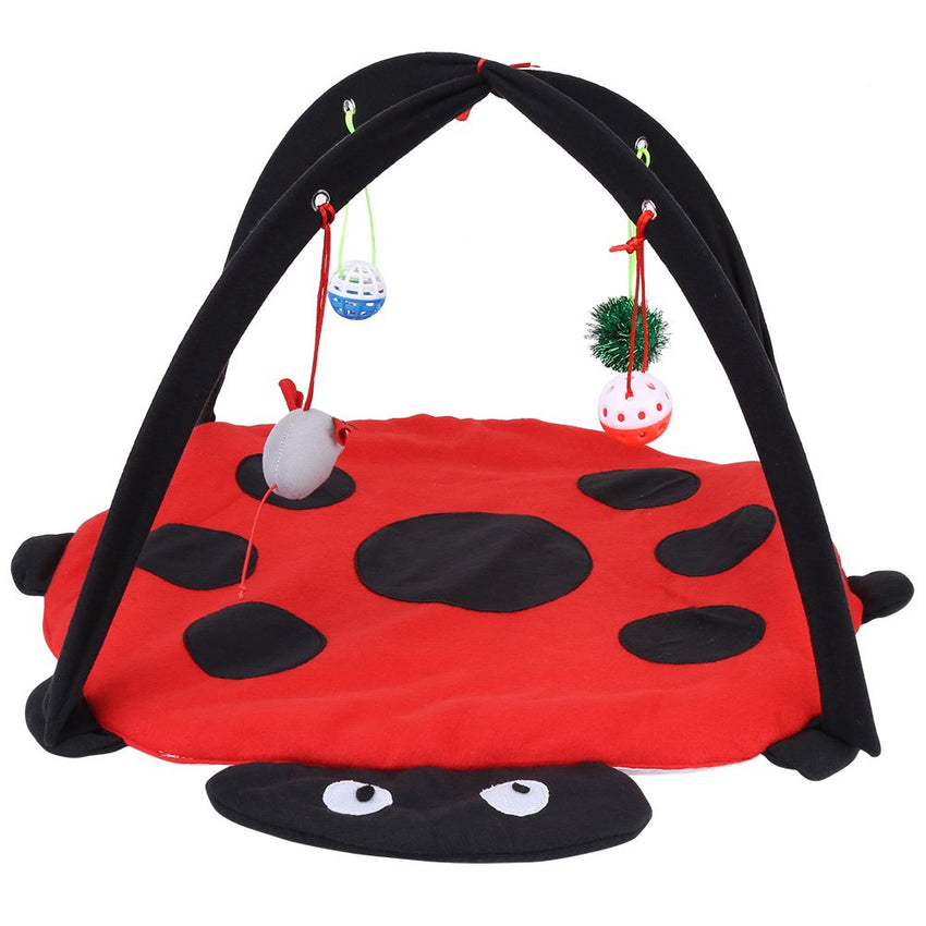 Foldable Cat Activity Play Mat & Tent with Hanging Toy Balls