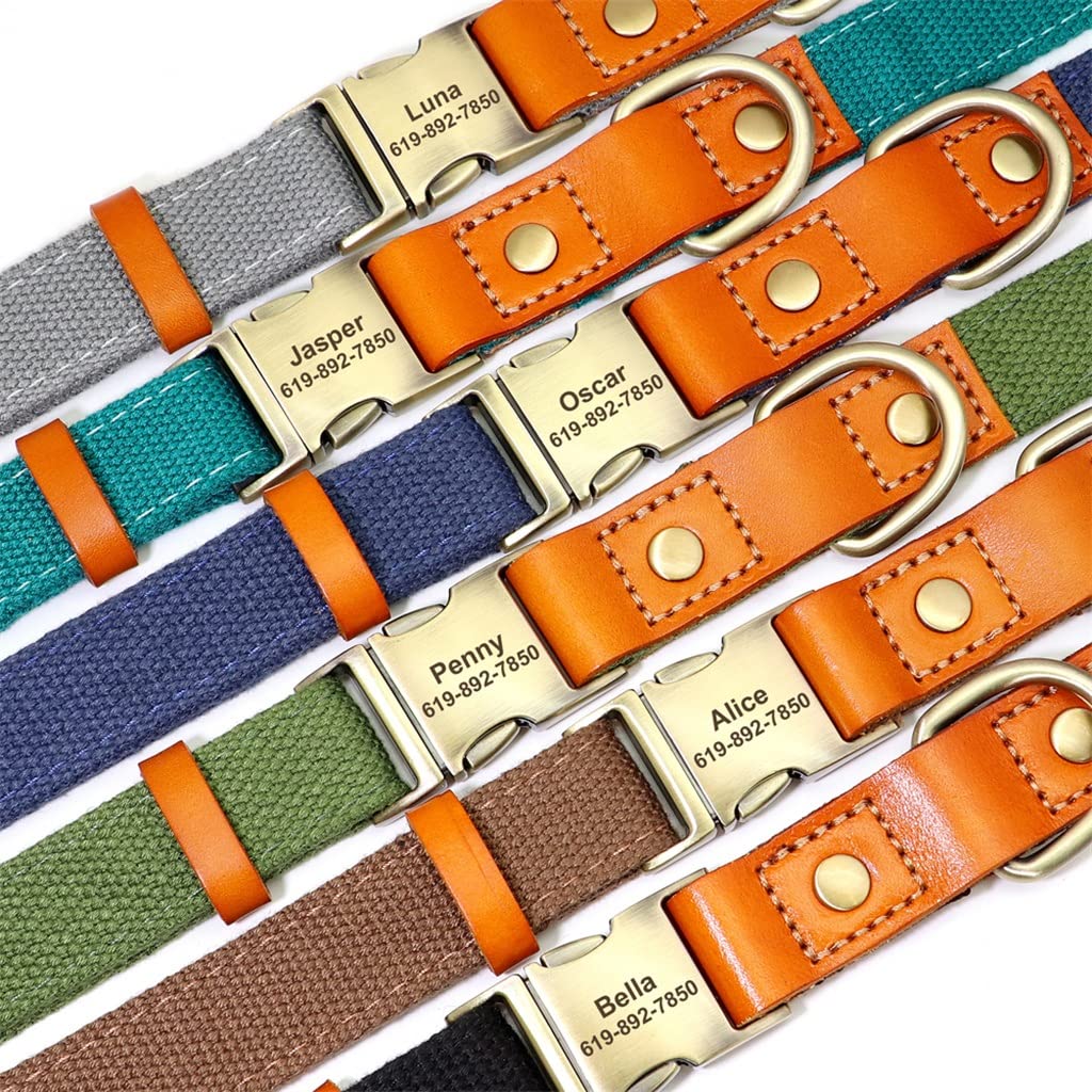 GQYMXQ Custom Nylon Large Dog Collar with Engraved Phone Number