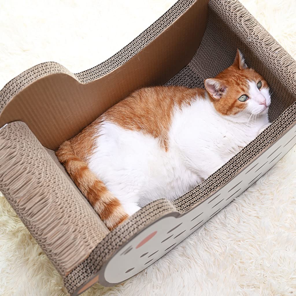 2-in-1 Recyclable Corrugated Cardboard Cat Scratcher Lounge