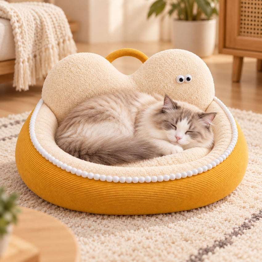 MYCENSE Soft Nest Pet Bed with Contoured Backrest for Small Dogs