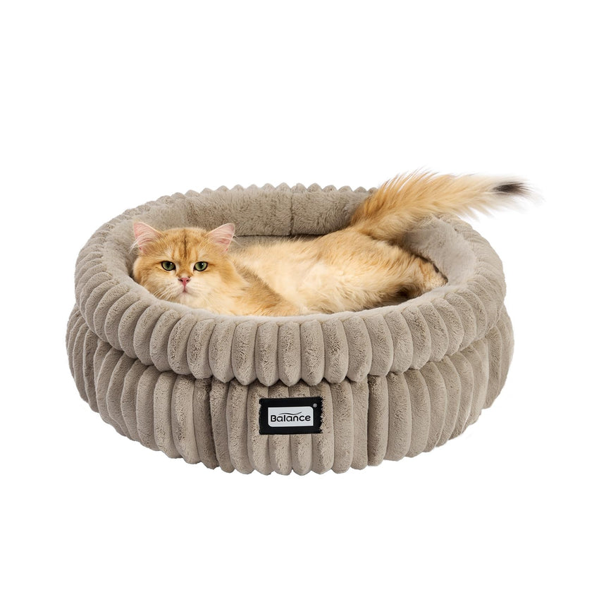 Balance Calming Round Donut Bed for Cats & Small Dogs