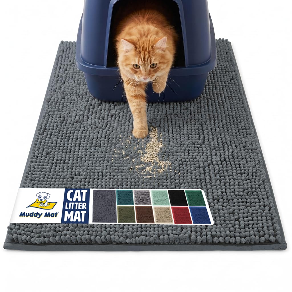 Muddy Mat® 36 x 60 in Washable Cat Litter Mat, Charcoal