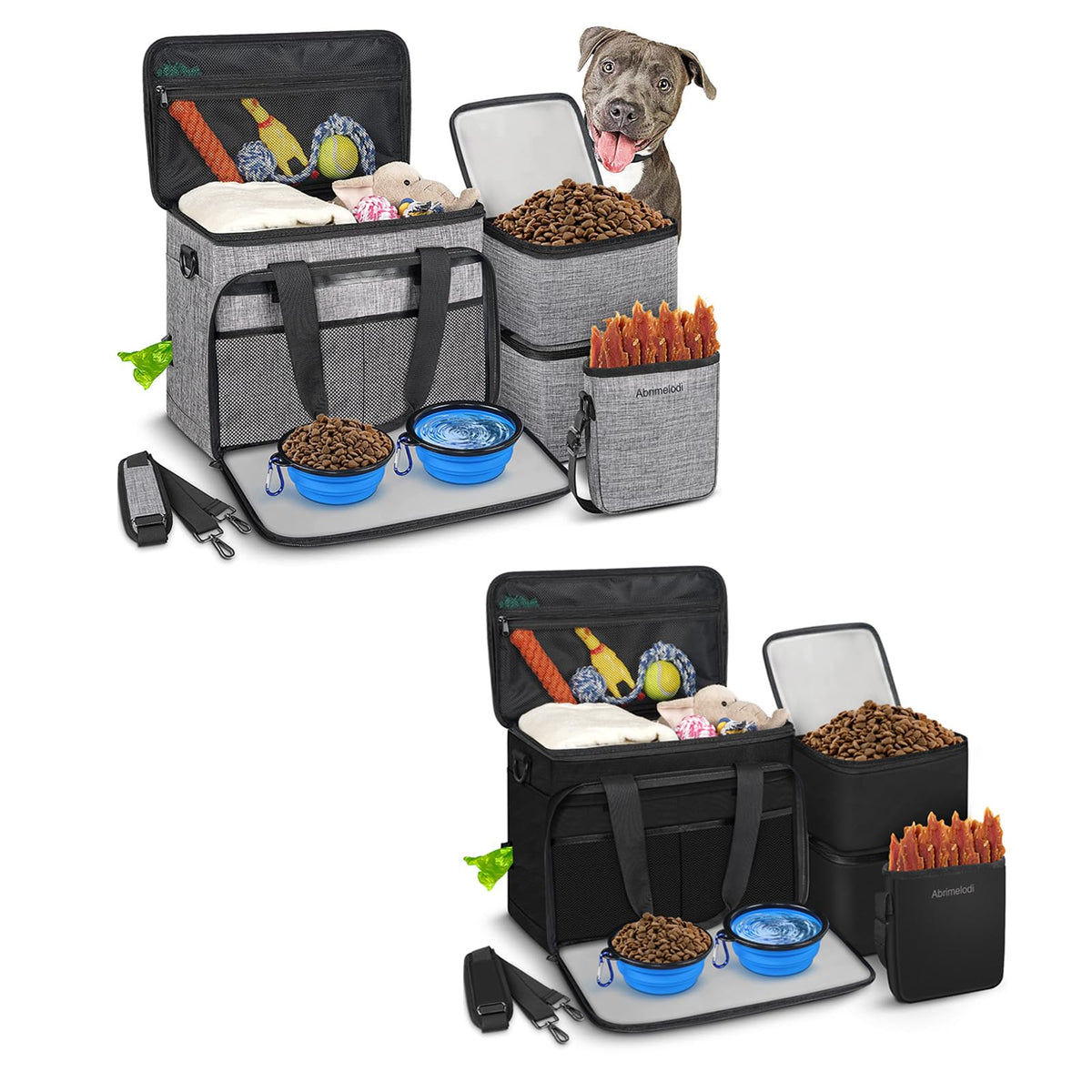 Mancro 6-Piece Dog Travel Bag Set with Food Containers