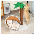 24-Inch 3-in-1 Palm Tree Cat Scratcher with Sisal & Cave Bed