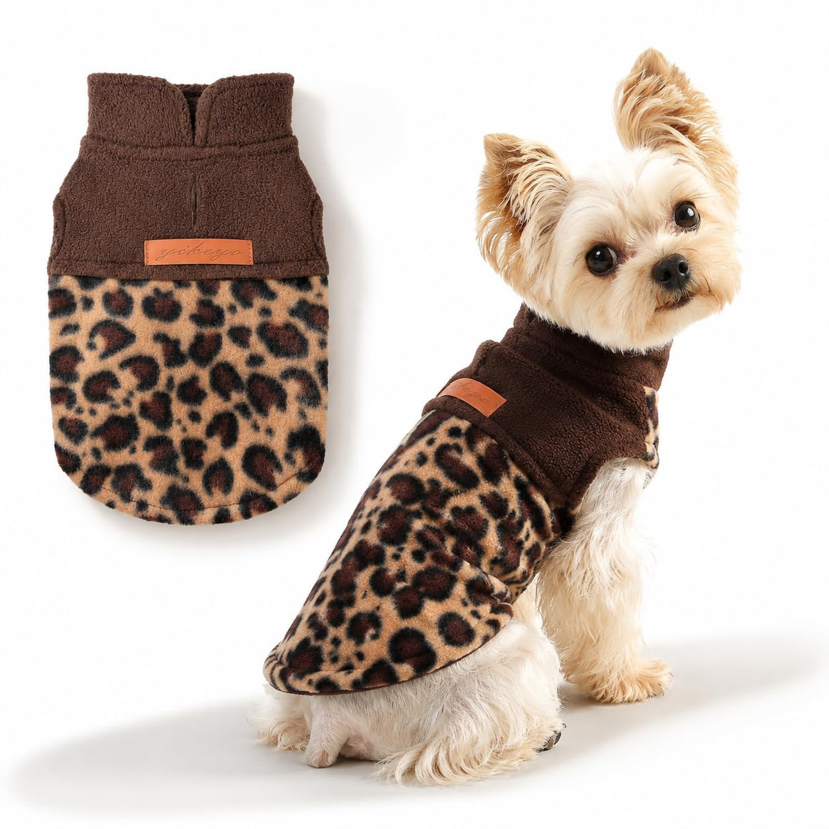 Leopard Print Fleece Sweater Vest for Small Dogs & Cats, XS