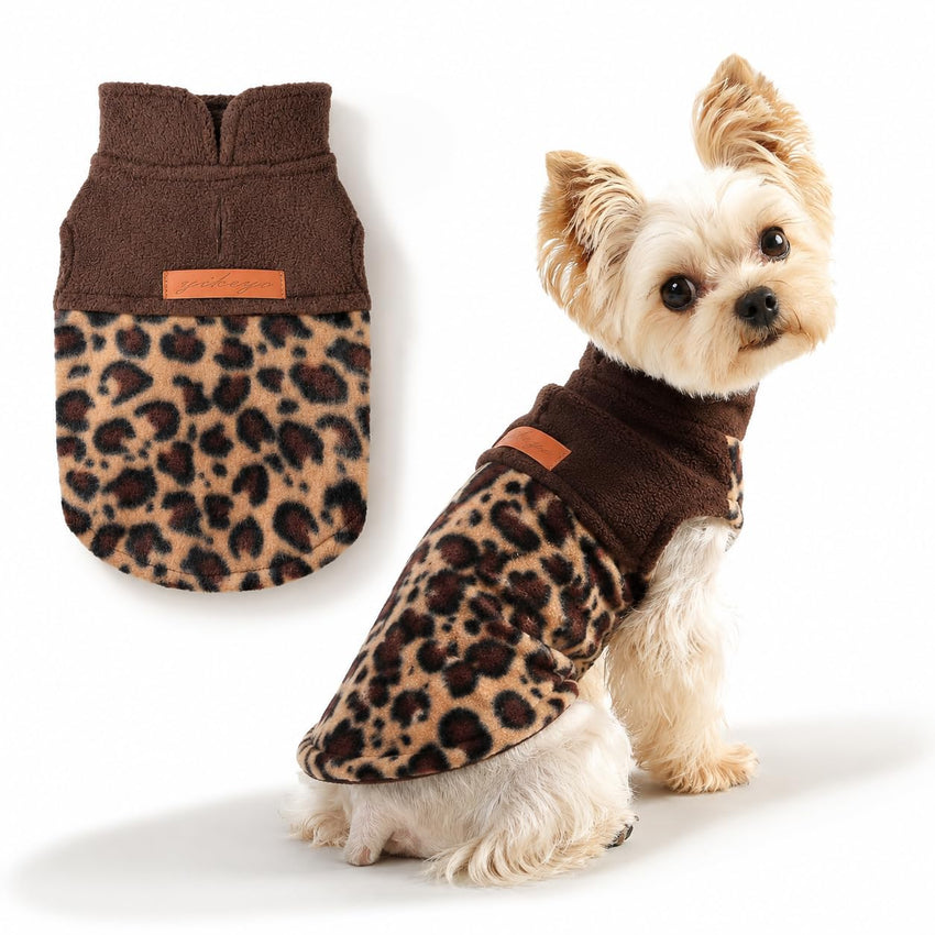 Leopard Print Fleece Sweater Vest for Small Dogs & Cats, XS