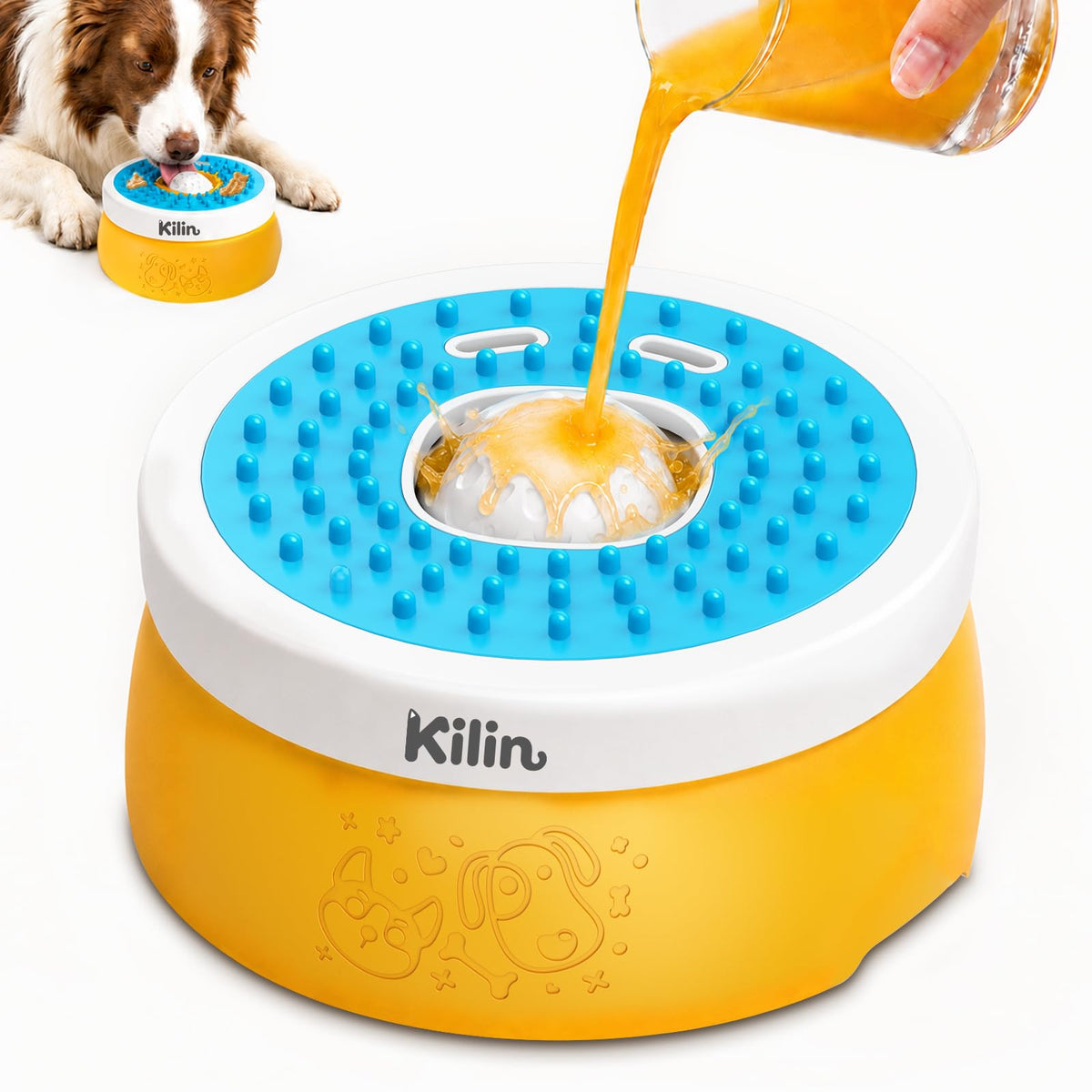 KILIN 8 fl oz Slow Feeder Dog Lick Bowl with Rolling Ball