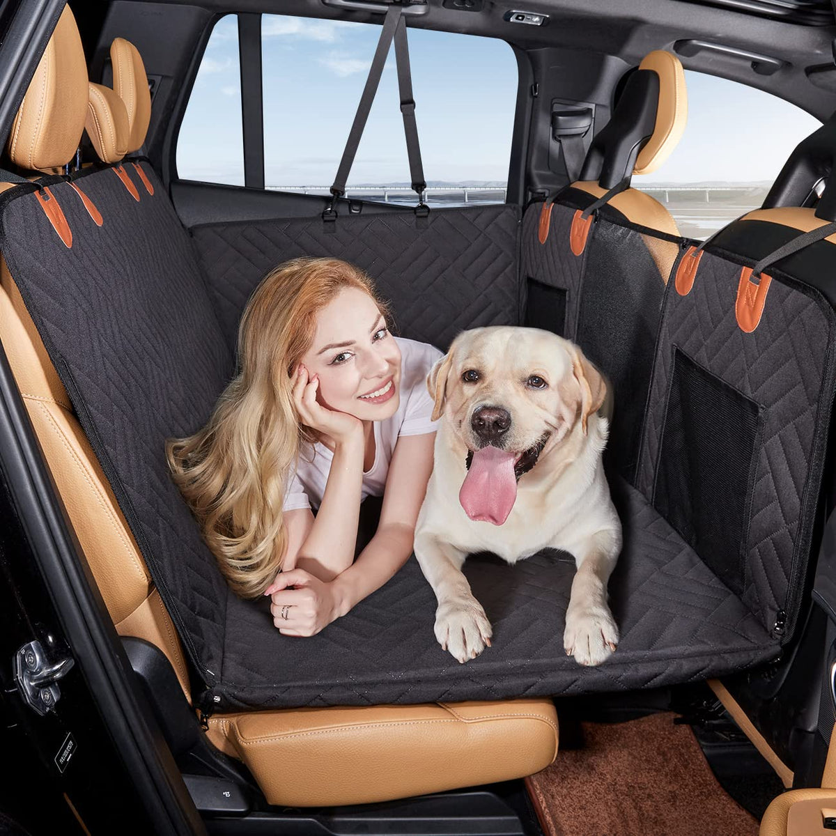 YJGF Hard-Bottom Dog Car Seat Cover & Back Seat Extender