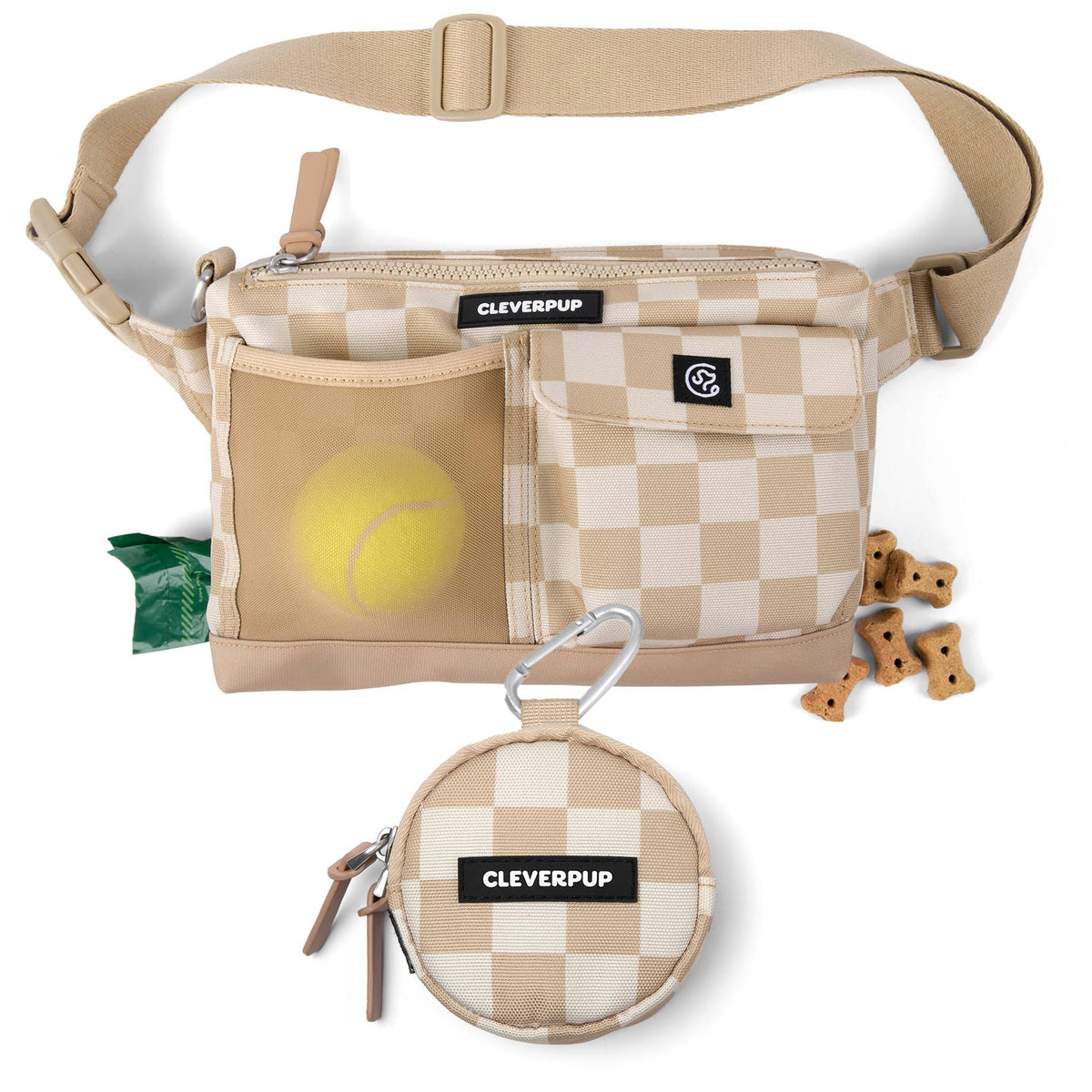 Cleverpup Double-Insulated Checkerboard Training Treat Sling