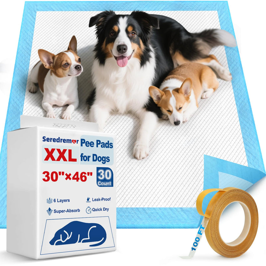 XL 6-Layer Disposable Puppy Training Pads with Adhesive Tabs
