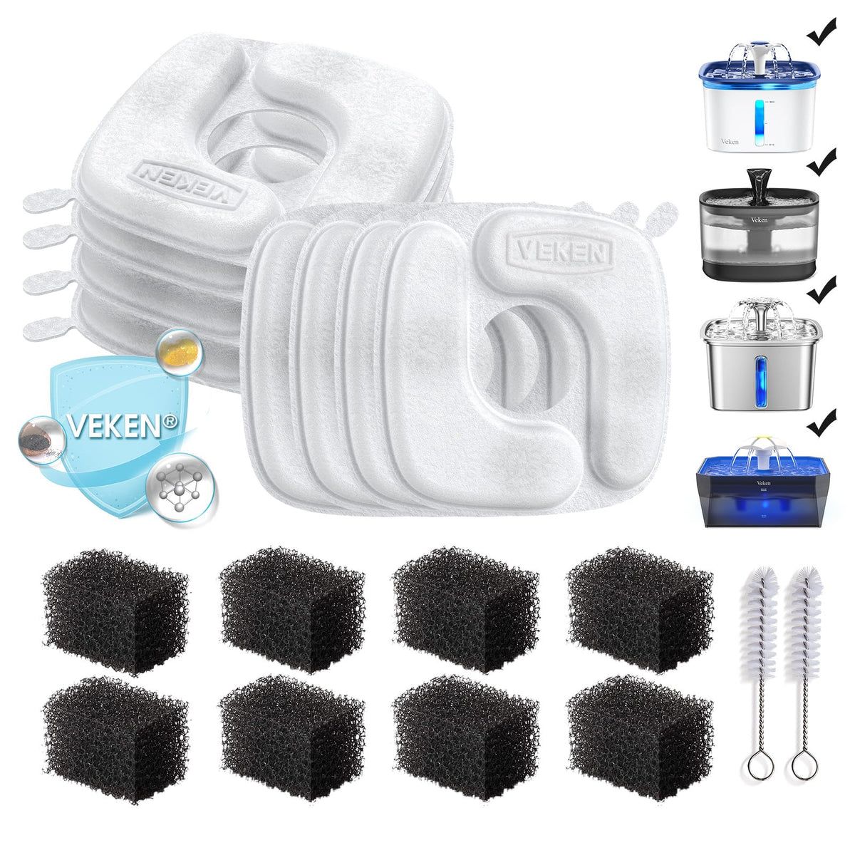 Veken F1 Series Replacement Filters & Pre-Filter Sponges